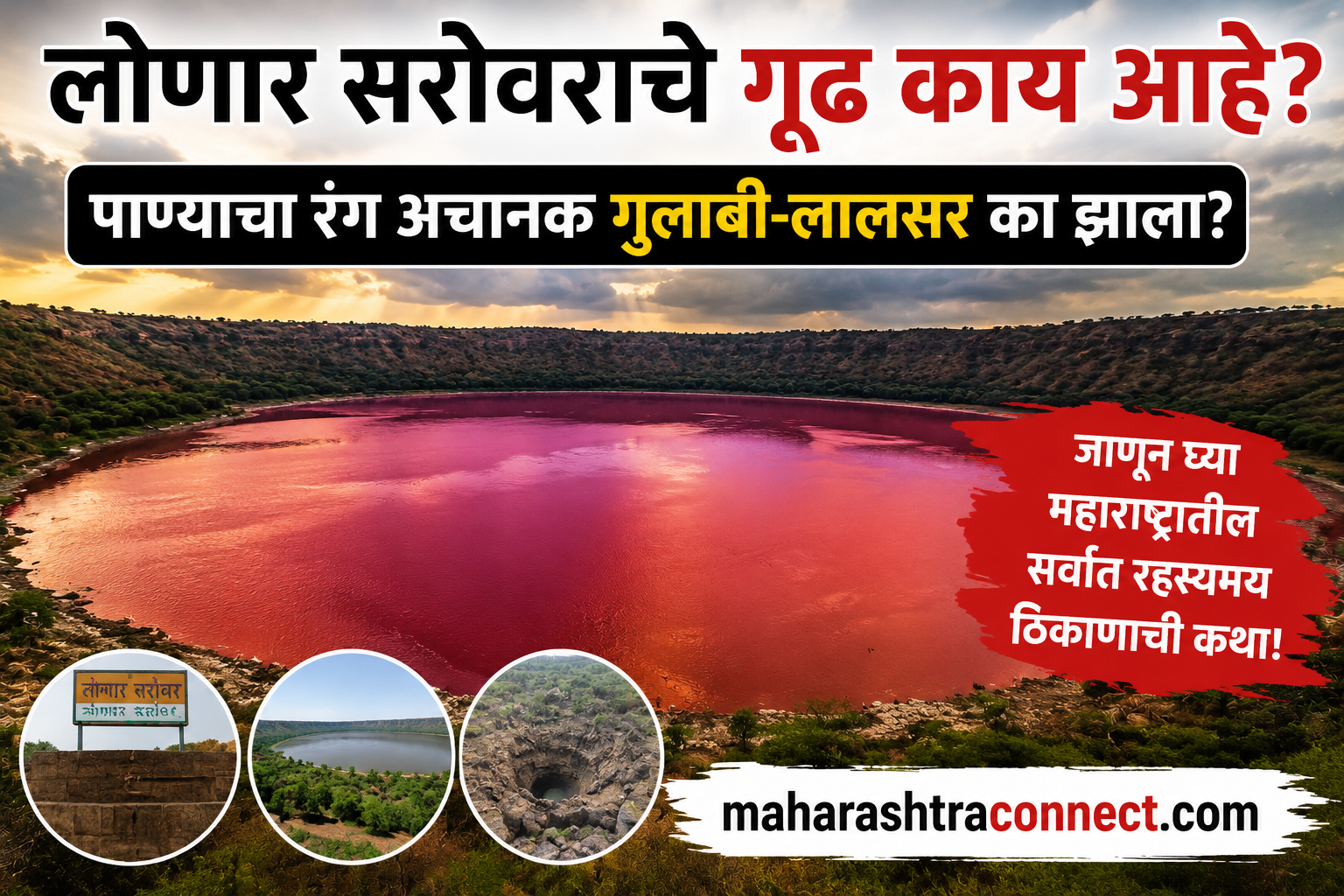 महाराष्ट्रातील रहस्यमय लोणार सरोवर; रातोरात पाण्याचा रंग का बदलला?