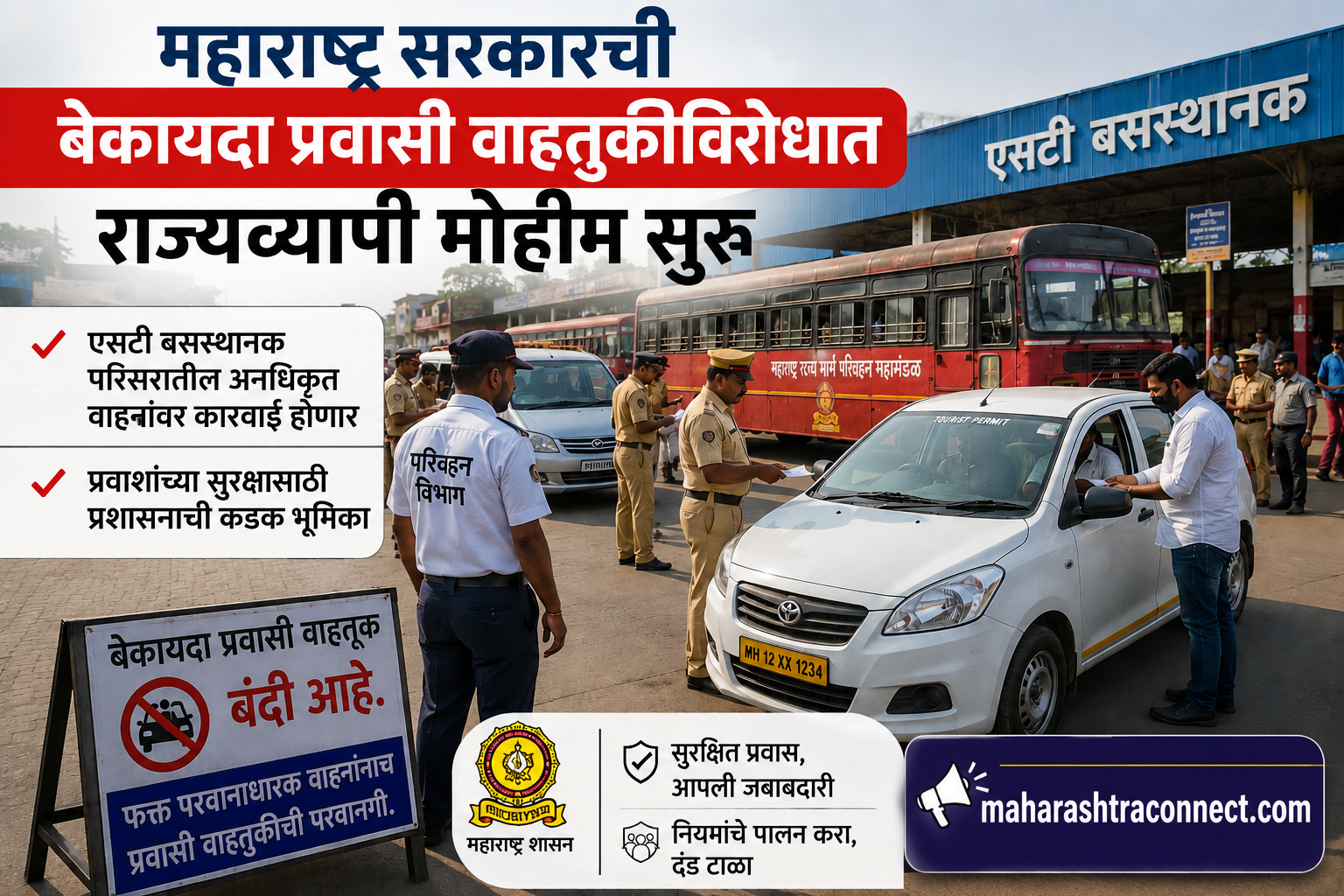 महाराष्ट्रात बेकायदा प्रवासी वाहतुकीवर मोठी कारवाई; राज्यभर विशेष मोहीम सुरू